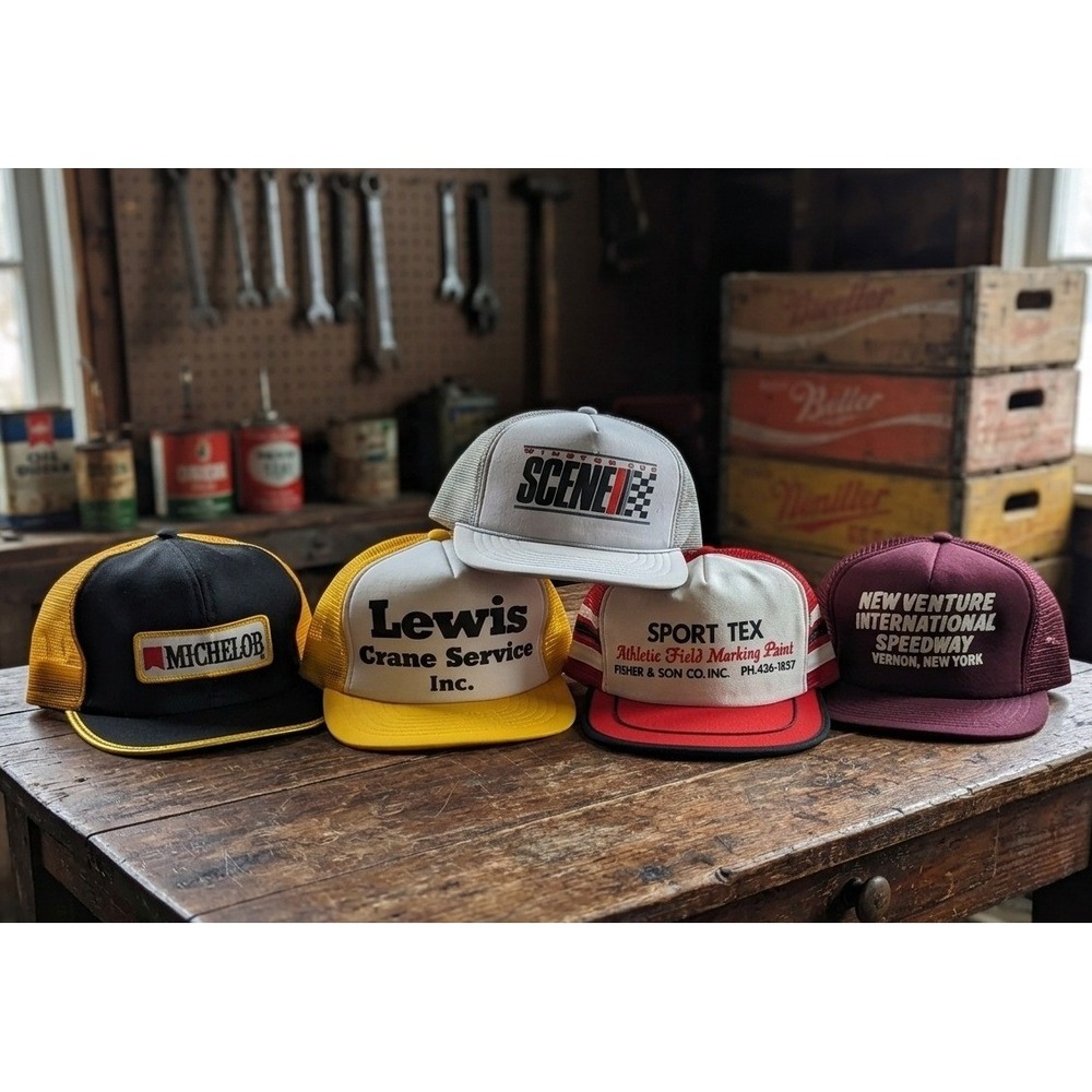 Vintage 5pc Trucker Hats Michelob Winston Cup Racing‎ Speedway Mesh Snapback Cap